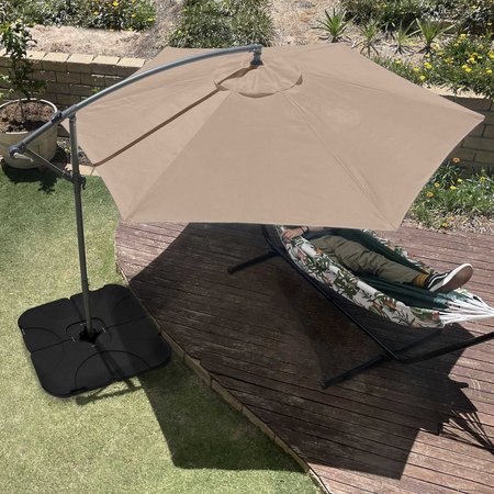 PURE GARDEN 10 Ft Offset Umbrella with Square Base, Sand 50-LG1046B